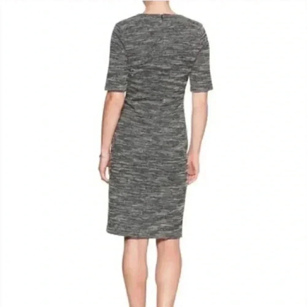 Banana  Republic Boucle Sheath Dress Size 6 Petite Black White - Picture 3 of 13